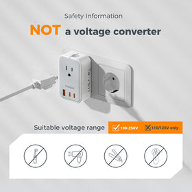 TESSAN adapter compatible with Type C/G/A/I for global use.