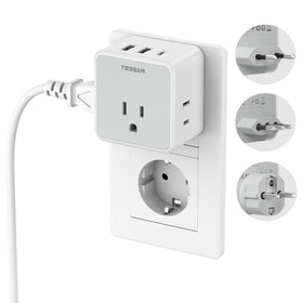 TESSAN travel adapter kit with detachable EU plugs for universal compatibility