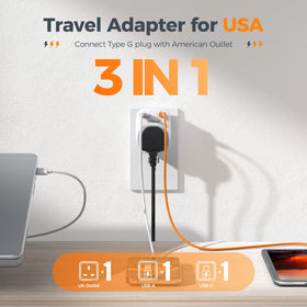 TESSAN 3-in-1 outlet with USB ports enables easy charging