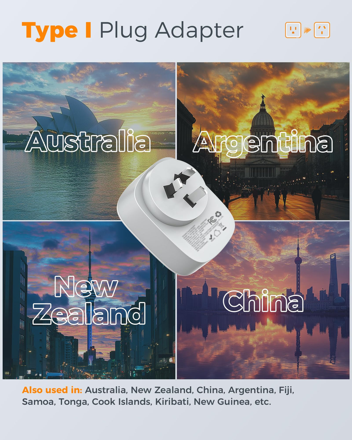 TESSAN Type I travel adapter with USB chargers for convenient on-the-go charging.