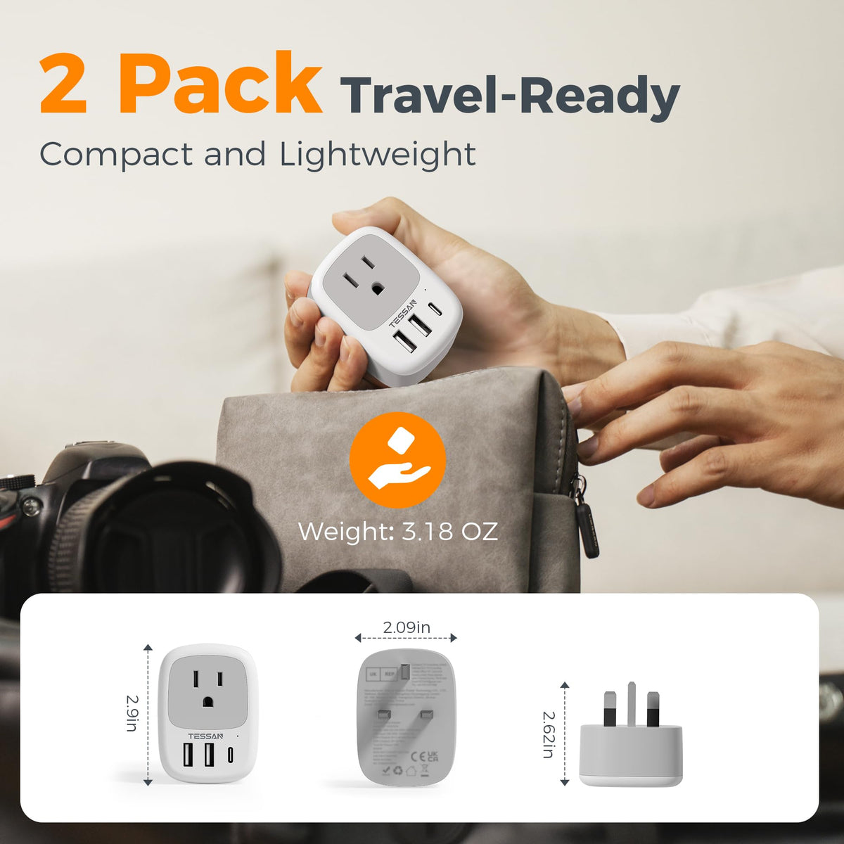 TESSAN UK adapter cruise-ready and travel-friendly in a compact size.