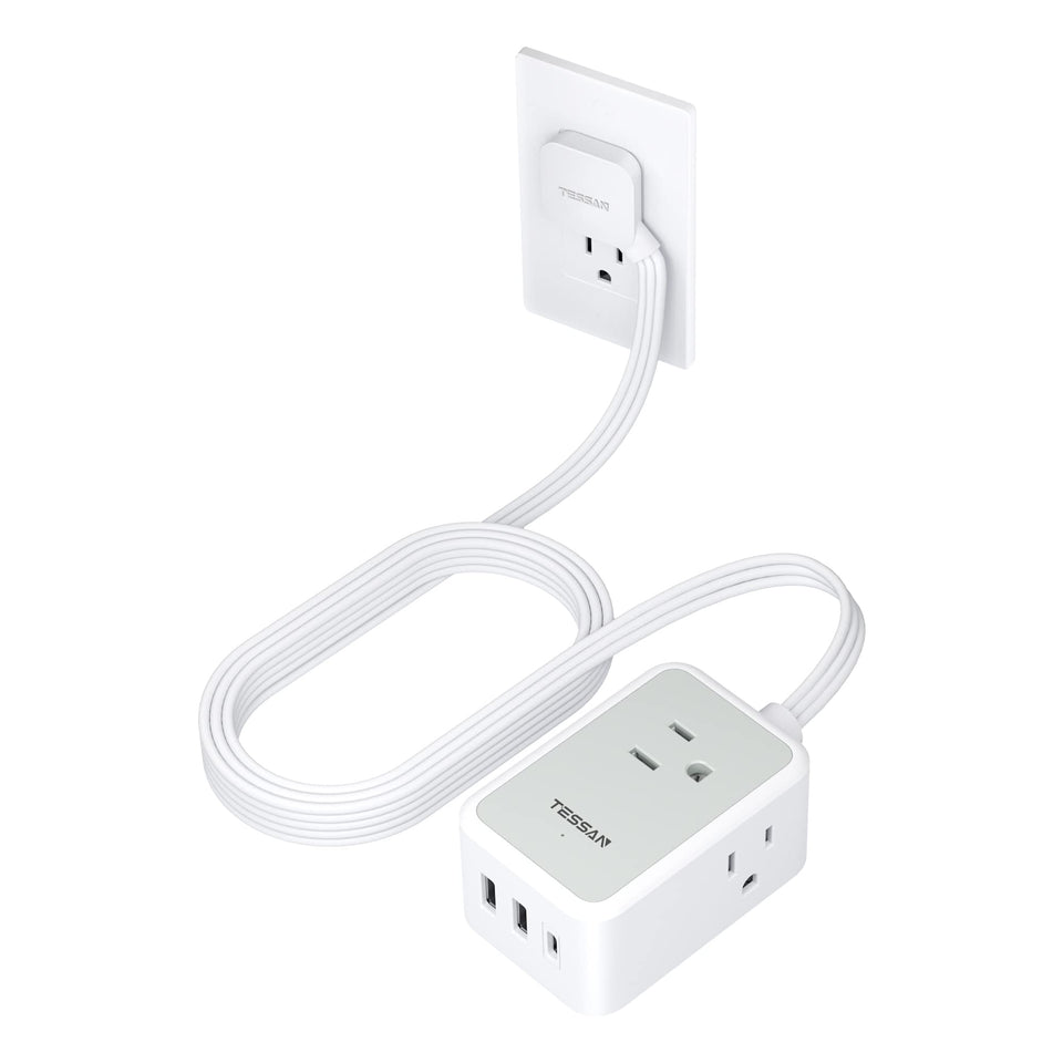 TESSAN ultra-thin flat extension cord with slim profile ideal for behind TVs