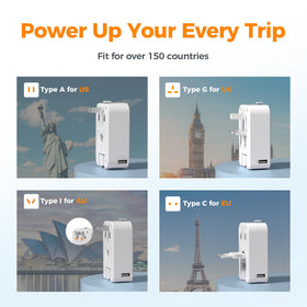 TESSAN ultra-thin travel plug adapter in a compact form for easy packing.