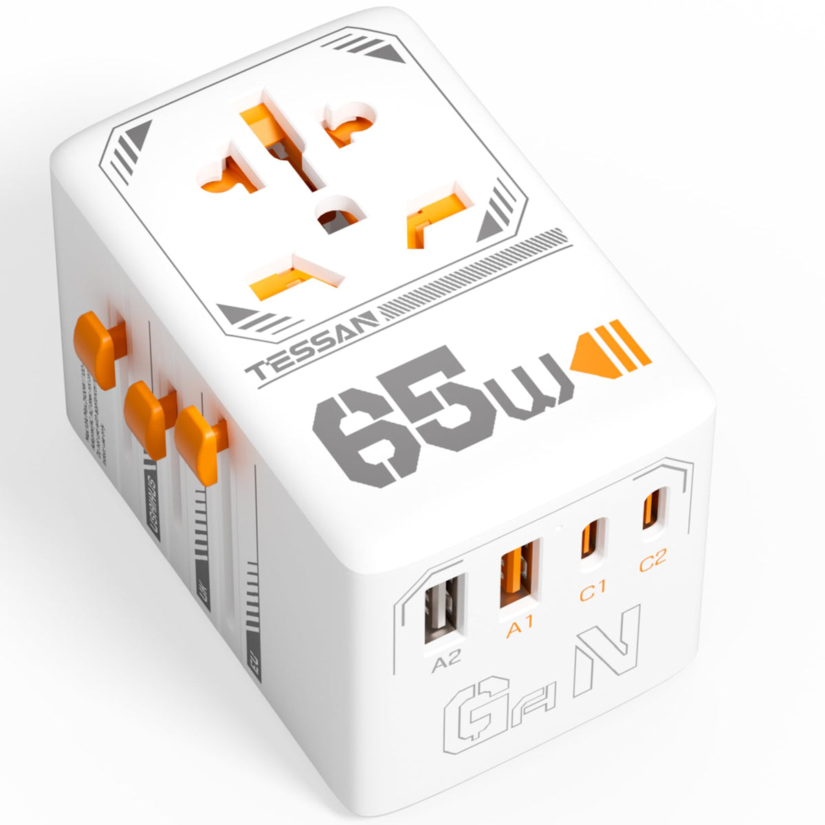 TESSAN universal travel adapter compact design for easy packing on trips.
