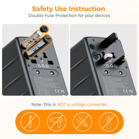 TESSAN double fuse safety feature protects devices during travel.