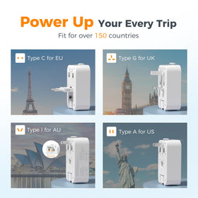 TESSAN universal travel adapter in use across Europe and UK demonstrates regional compatibility