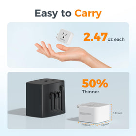 TESSAN ultra-thin profile keeps luggage light while simplifying plug swaps.