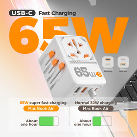 TESSAN universal travel adapter offers worldwide compatibility for 220+ destinations.