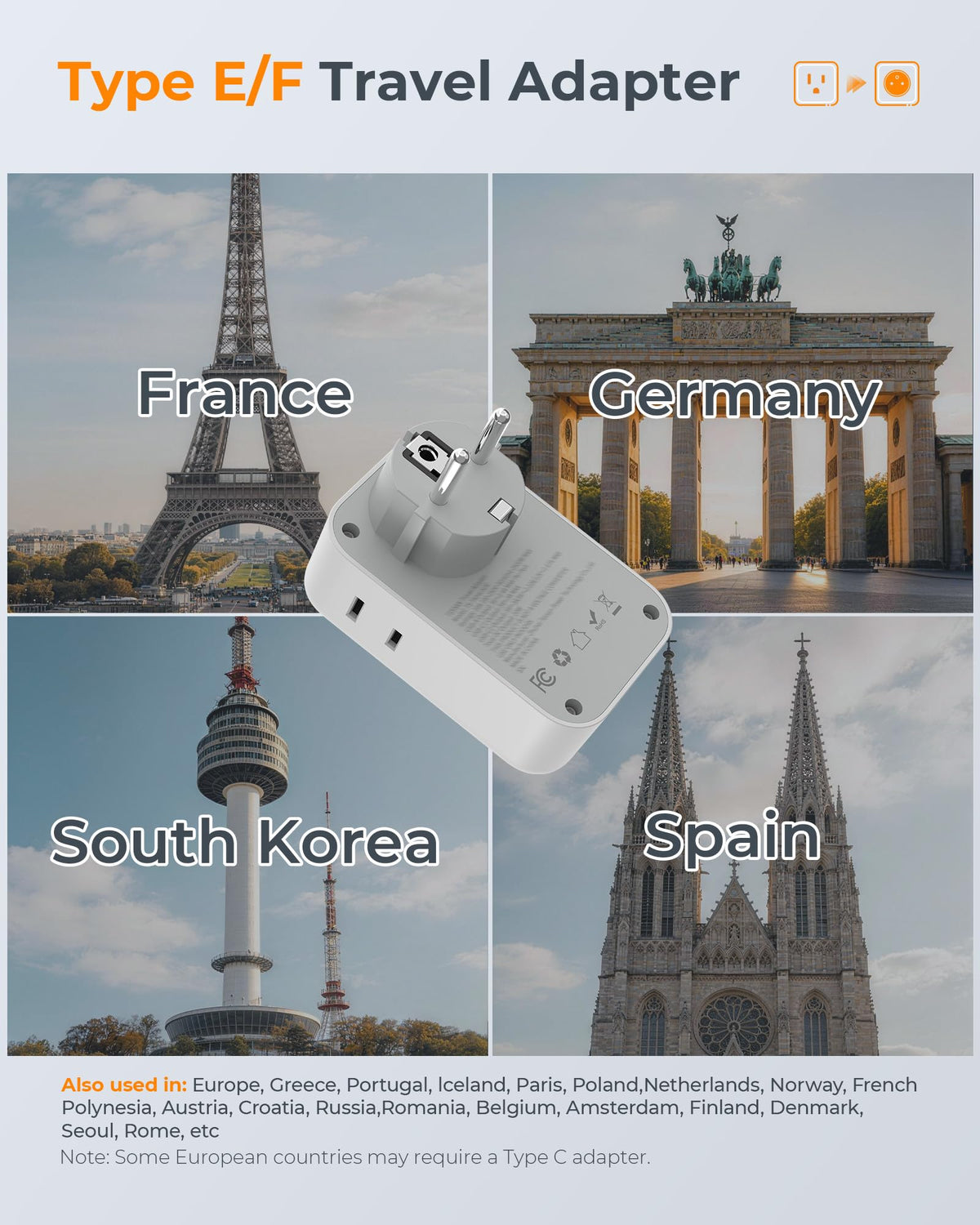 TESSAN US-to-Europe power port enabling simultaneous device charging on trips.