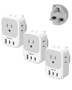 TESSAN US-to-UK 7-in-1 plug adapter for simultaneous charging on the go