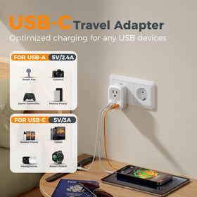 TESSAN adapter with USB-C and USB-A ports charges multiple devices