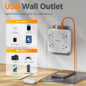 TESSAN USB-A port provides up to 2.4A for devices.