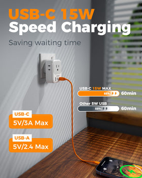 TESSAN USB-C port delivering up to 15W for quick device charging