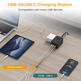 TESSAN USB-C and USB-A charging ports for multiple devices