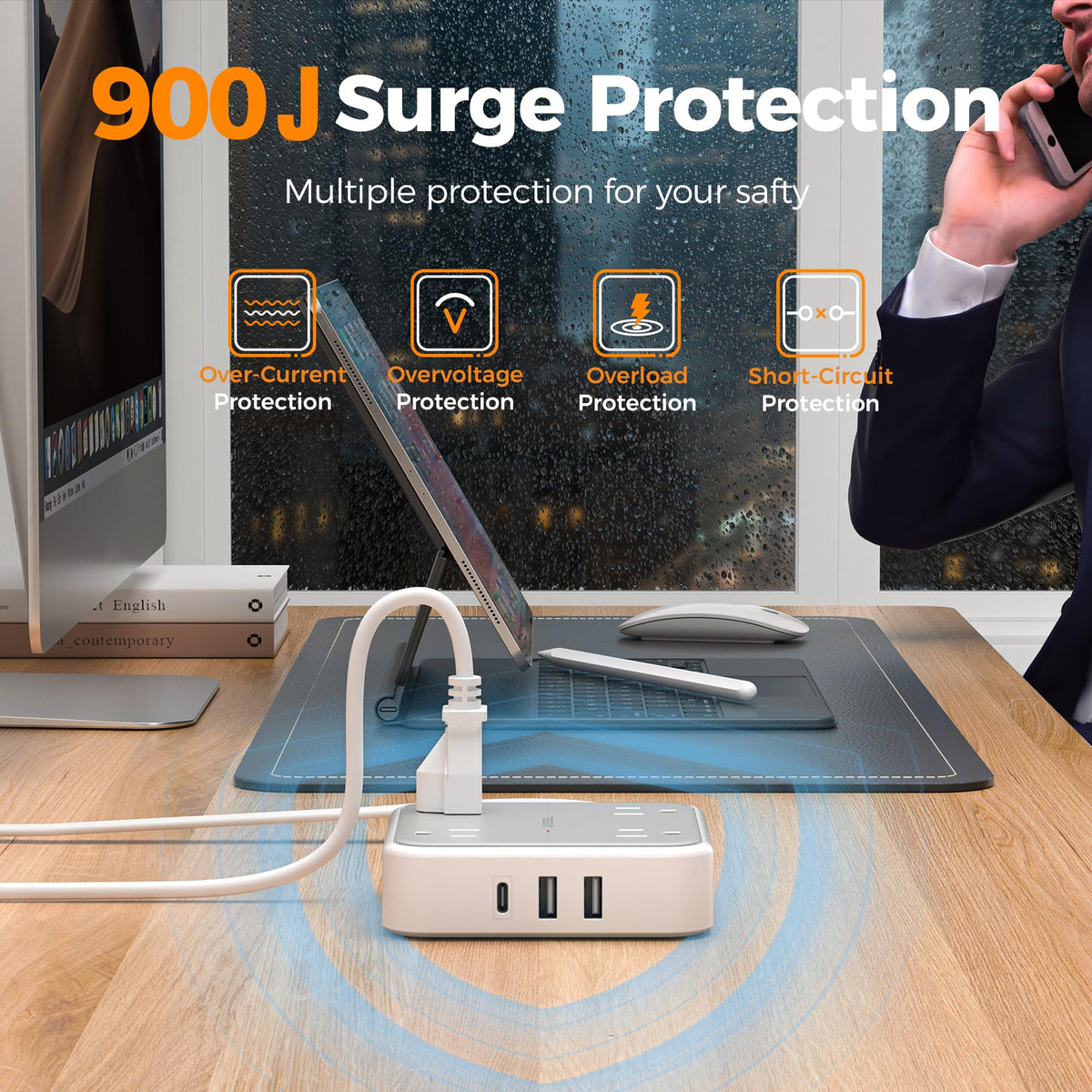 TESSAN USB-C port on power strip ideal for laptops and tablets charging