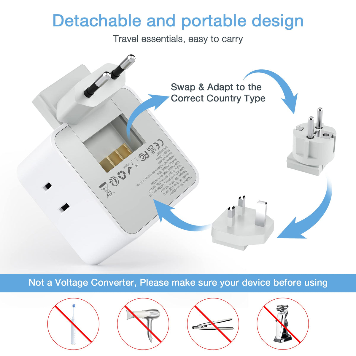 TESSAN USB ports enable on-the-go device charging and convenience.