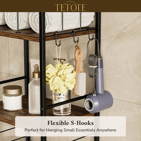 Six hooks on the TETOTE rack for versatile bathroom organization