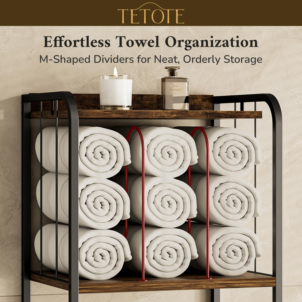 Durable steel frame of the TETOTE rack for long-lasting use