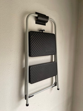 Two GMH-01-2P hangers mounted together for wheelbarrows and ladders organization