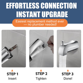 In-use TEVIORA setup showing tub-to-shower water redirect