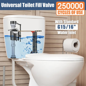 TEVIORA fill valve height-adjustable to fit various tank sizes.