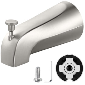 TEVIORA tub spout with pull-down diverter in brushed nickel for easy water control