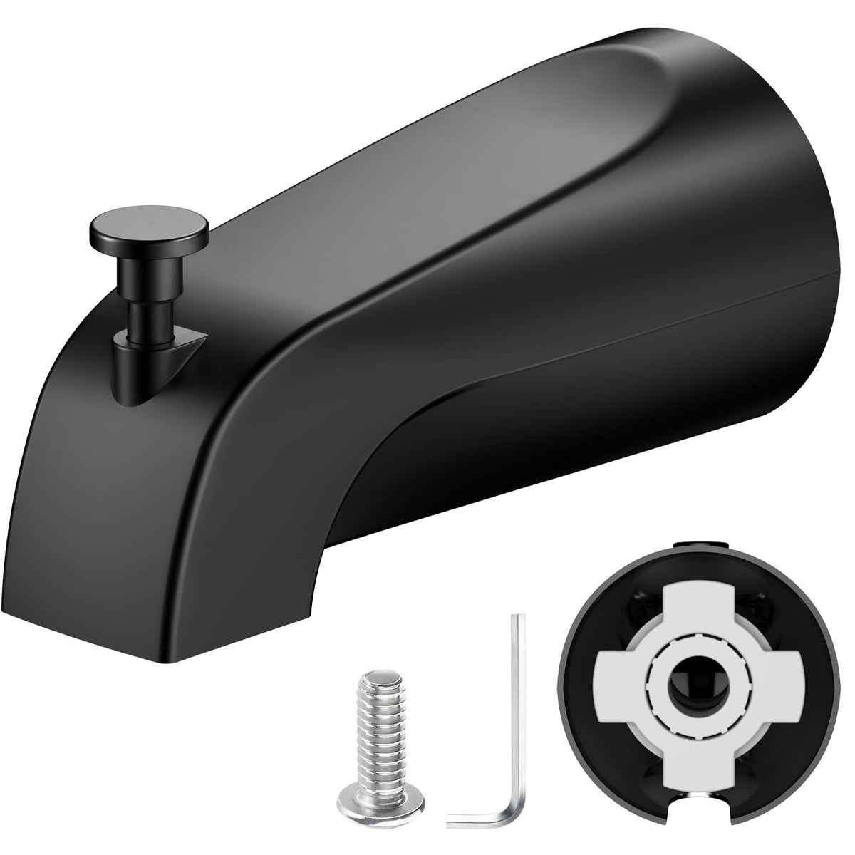 TEVIORA tub spout pull-down diverter enables easy water redirection to the shower.