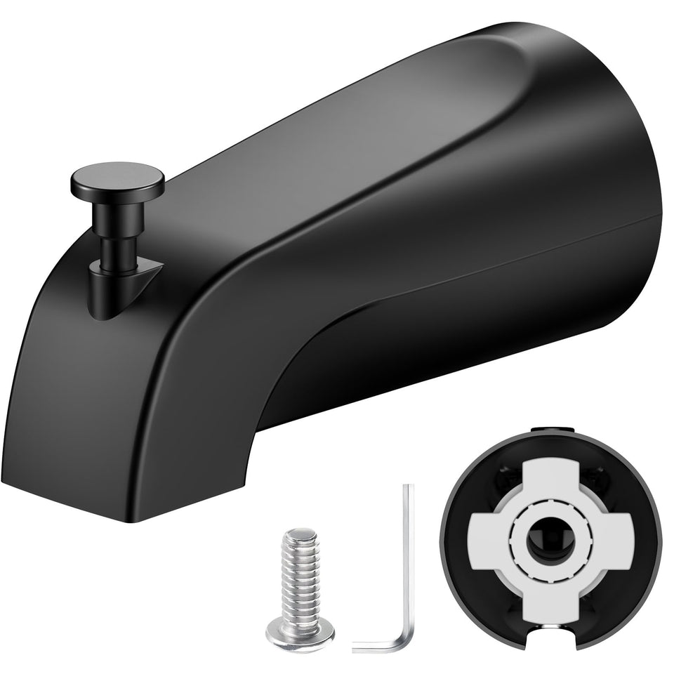TEVIORA tub spout pull-down diverter enables easy water redirection to the shower.