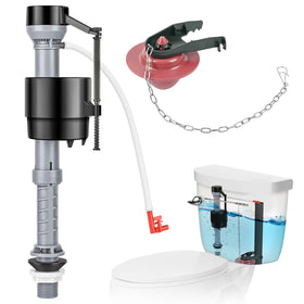 TEVIORA universal toilet flusher kit, adjustable inlet, helps fit a wide range of tanks