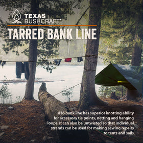 Texas Bushcraft tarred bank line twine; packs light without sacrificing strength.