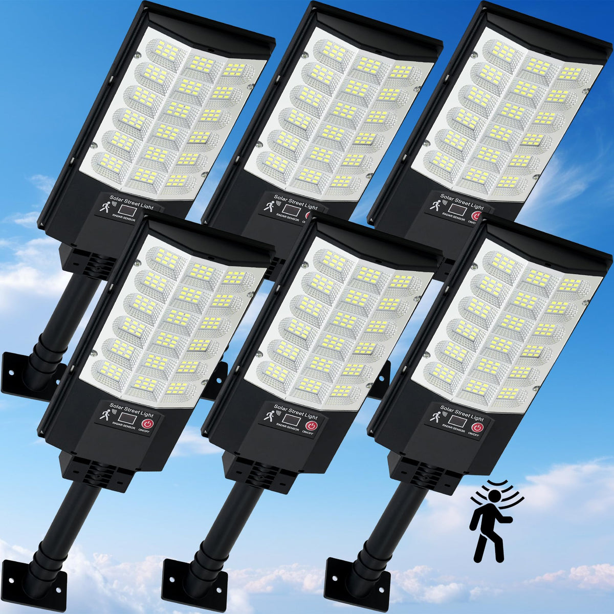 TFKK solar street light outdoor 6-pack illuminates driveways with bright coverage