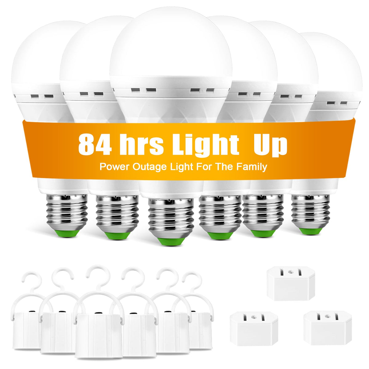 TFOI rechargeable emergency bulb on charger showing ready backup lighting.
