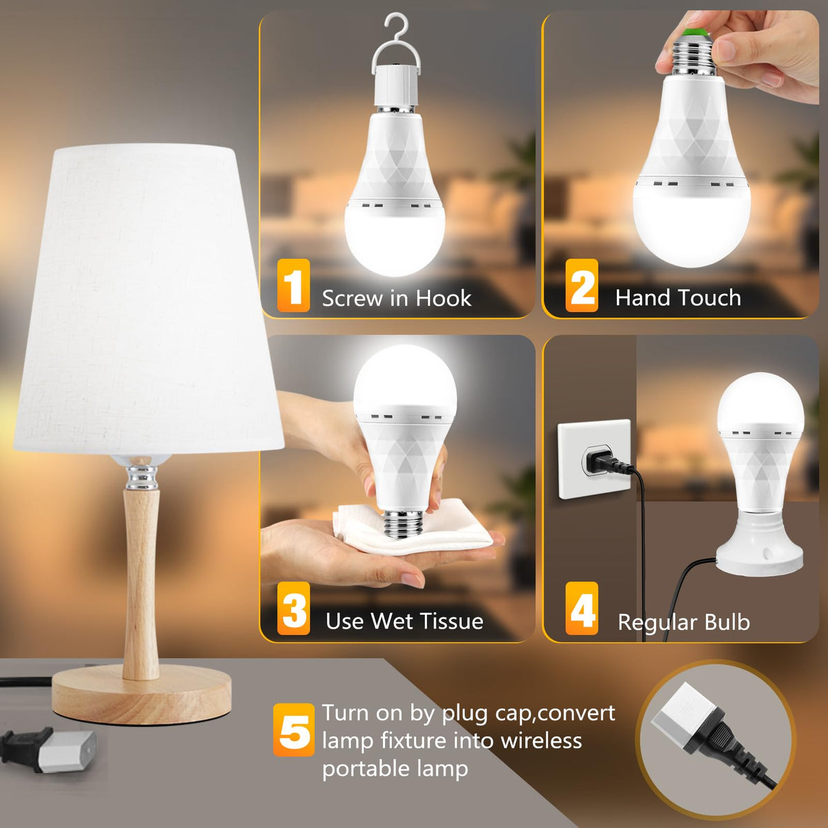 TFOI emergency bulb with hook ready for camping or hanging.