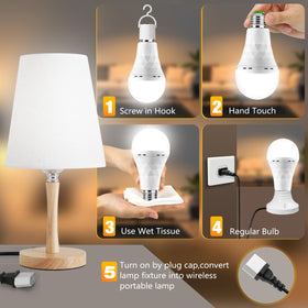 TFOI emergency bulb with hook ready for camping or hanging.