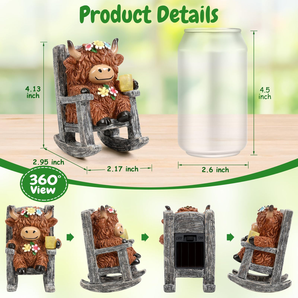 Tfro & Cile Highland cow solar cup light provides nighttime glow