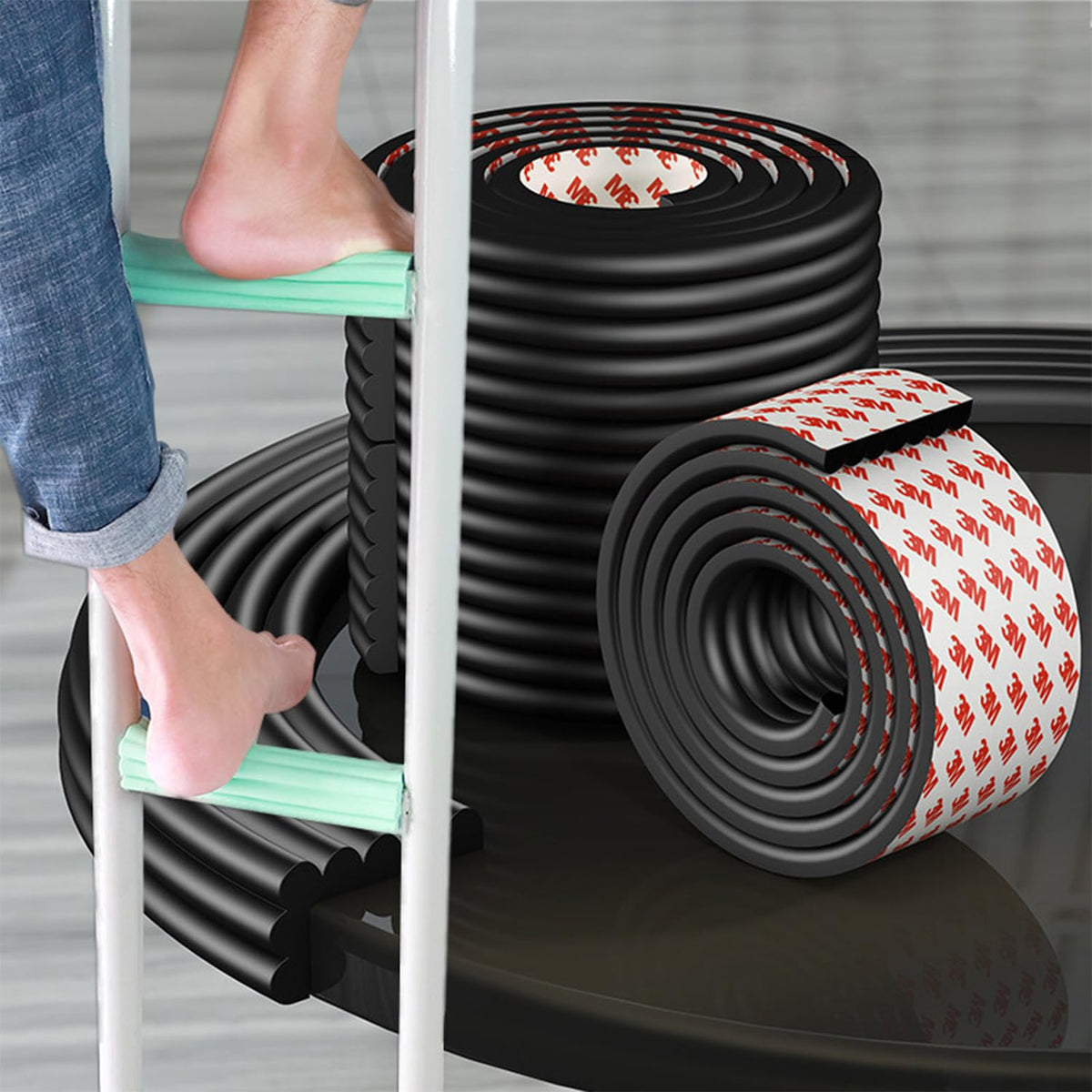 TFXXSJWY self-adhesive ladder cover protects feet on tall loft ladders.