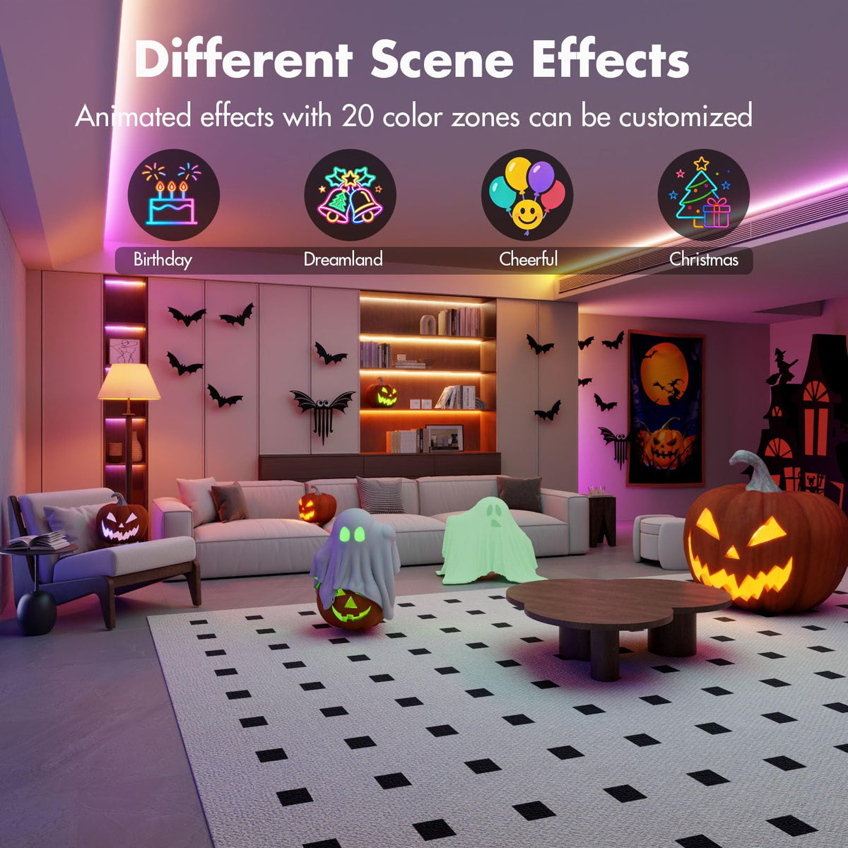 TFZBA LED strip lights segmented-ic technology enables smooth gradients across zones.
