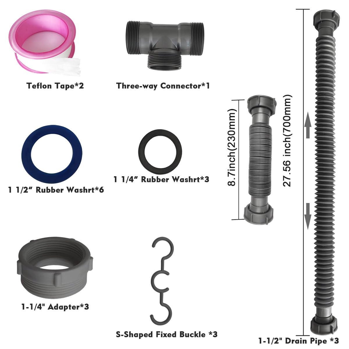 TGEOND adapter included for seamless 1-1/2 to 1-1/4 inch connections.