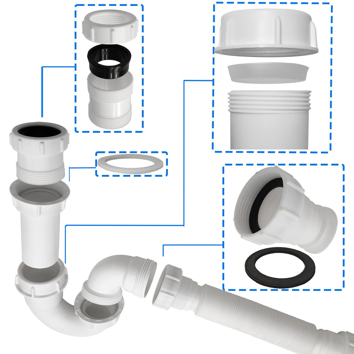TGEOND P-Trap kit J-bend highlights durable plastic and easy installation