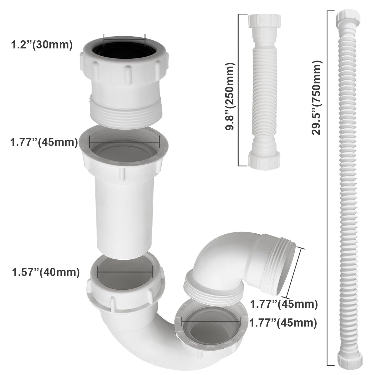 TGEOND P-Trap kit threaded adapter enables secure connections to standard pipes