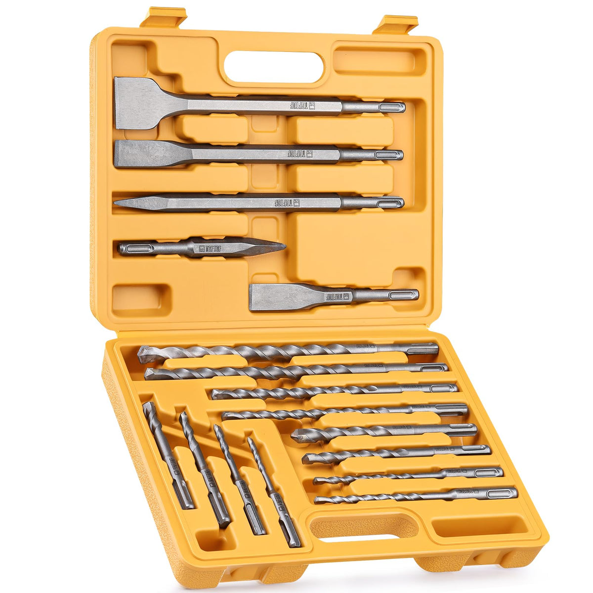 TGFTGF 17-piece SDS-Plus bits set with case for versatile masonry drilling