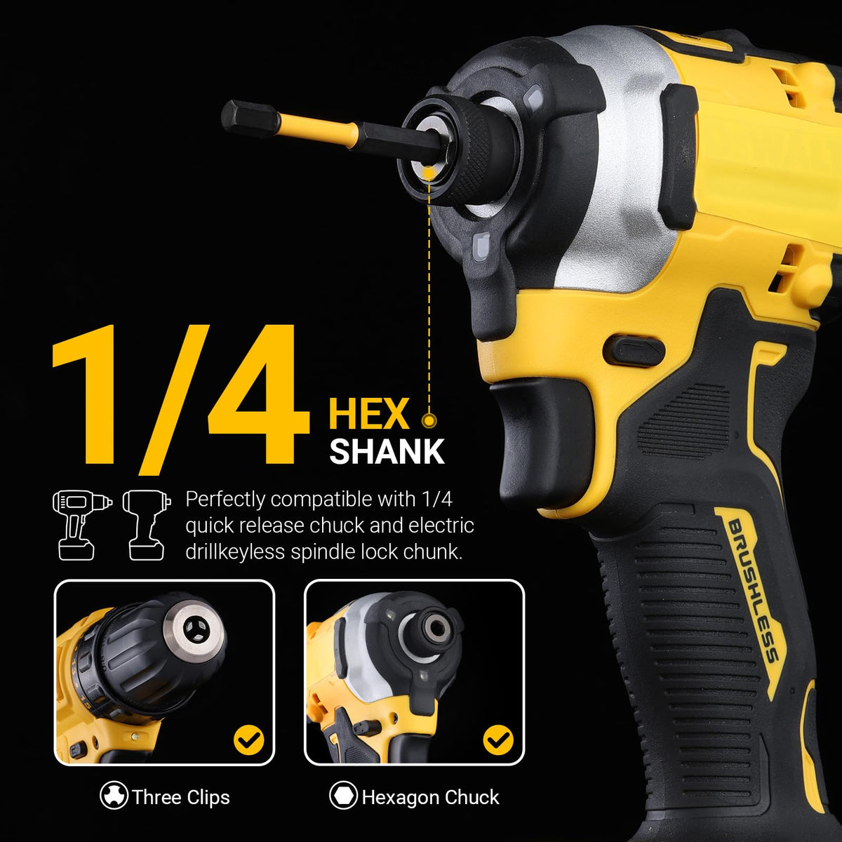 TGFTGF 1/4 inch hex shank fits screwdrivers for quick changes