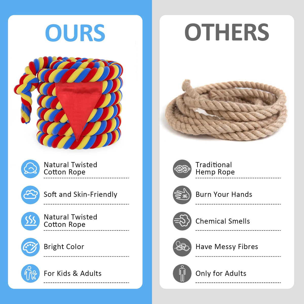 Thadavo tug of war rope ends taped to prevent fraying