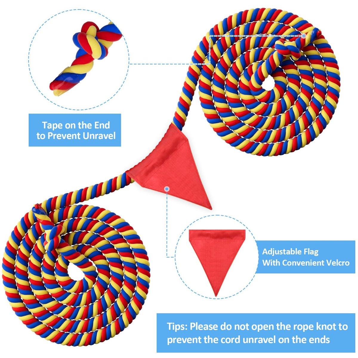 Thadavo tug of war rope pre-knitted ends for secure grip