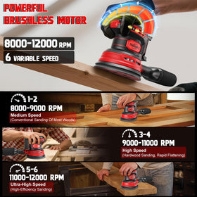 Close-up of ThagBrco brushless motor delivering high RPM for fast sanding