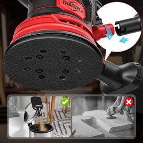 Hook-and-loop disc change system on ThagBrco sander for quick swaps