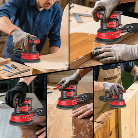 In-use scene of ThagBrco sander smoothing furniture for a refined finish