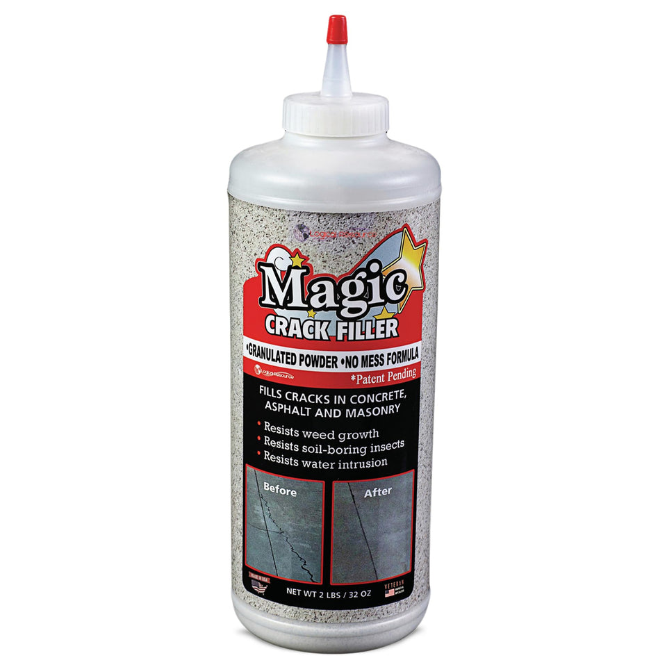 Tharos Magic Crack Filler 2.5lb gray bucket for quick crack repair on concrete.