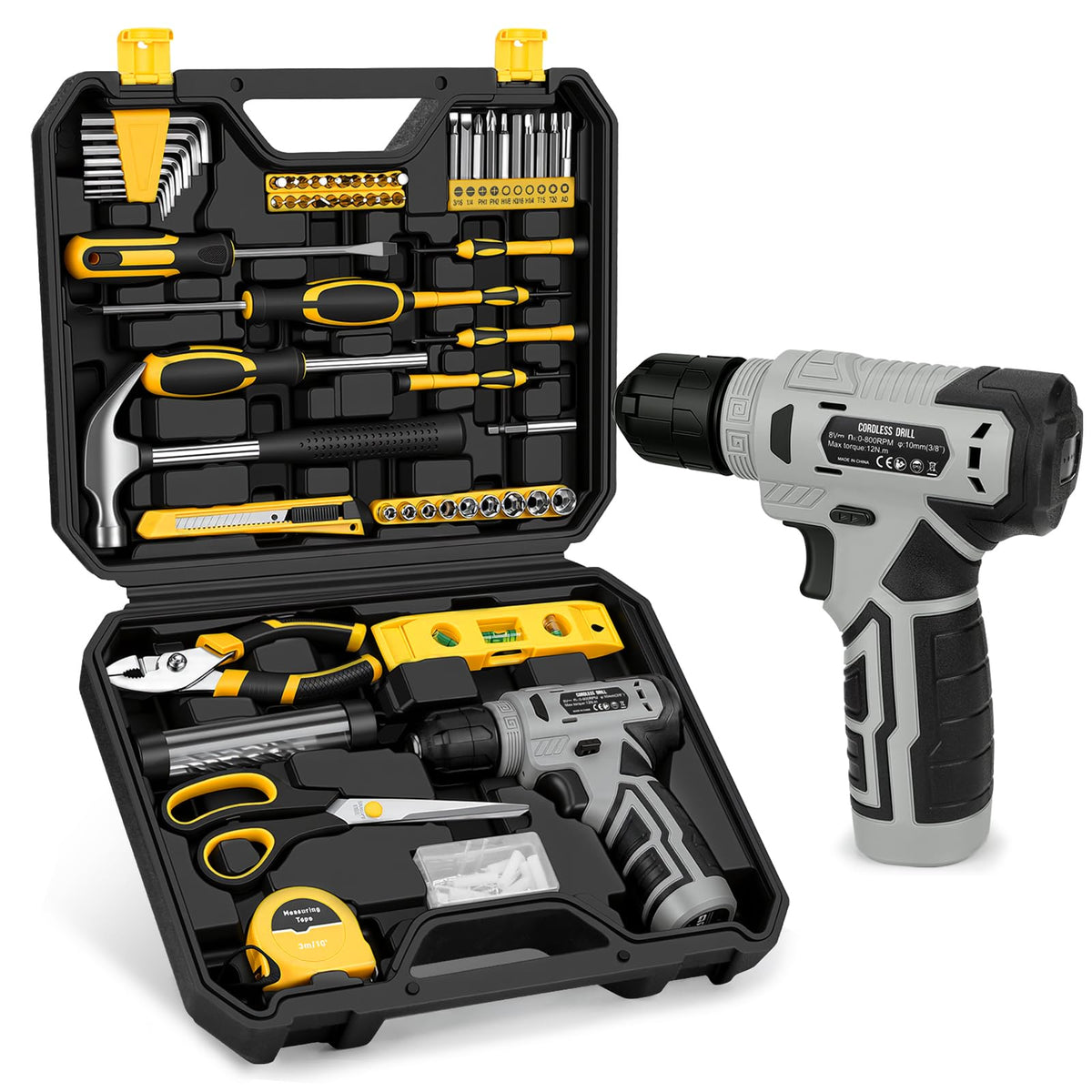 Thatool 139-piece tool set in rugged storage case for quick access during home repairs