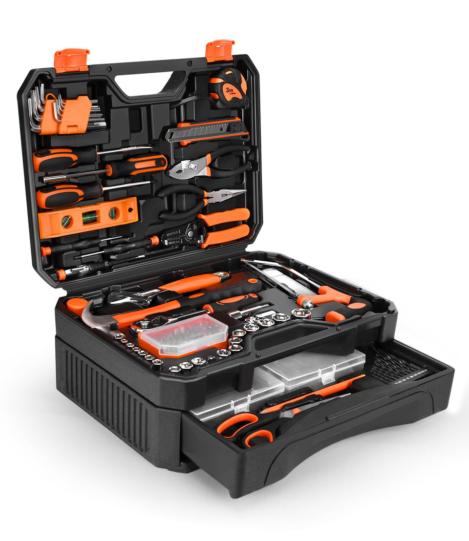 Thatool 328-piece tool set, front view, ready for DIY home repairs.